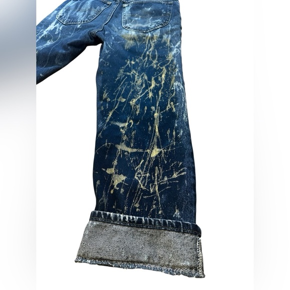 Thrashed Bleach 90s Vintage Lee Jeans 27” High Waisted Bootcut Dark Wash Denim - Picture 6 of 15